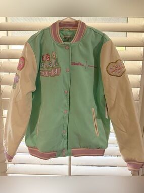 Stoney Clover Lane Mint Green & Cream 'It's a Small World' Varsity Jacket